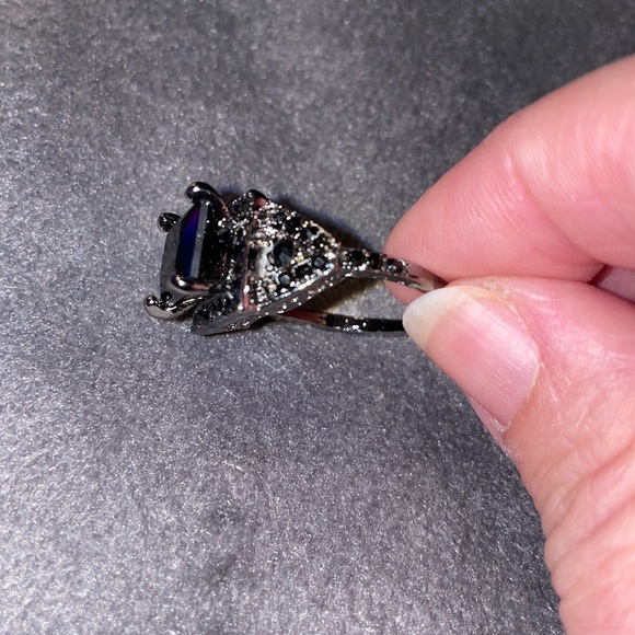 Ring & Guard 2 pc Black Cubic Zirconia Sz 9 Beautiful - Picture 7 of 13